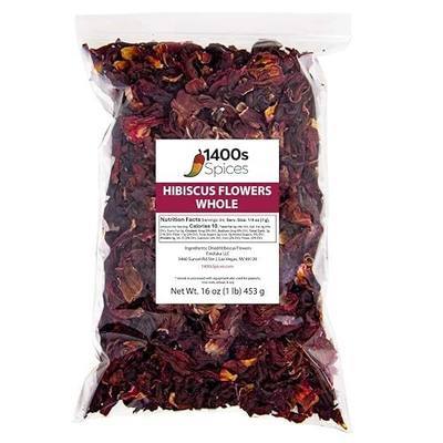 1lb Dried Whole Hibiscus Flowers and Petals, Flor de Jamaica | Perfect for Tea and Mexican Agua Fresca, Sorrel Flower, Zobo Flower