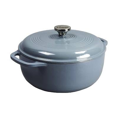 Lodge Essential Enamel Cast Iron Dutch Oven with Lid 7.5 Quart - Oven-Safe Enamel Cookware up to 500° F - Heat-Retaining Braising & Roasting Pot - Non-Toxic Cookware - Storm Blue