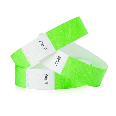 2,000 WristCo Neon Green Tyvek Wristbands for Events - Tamper-Proof Design & Fluorescent Color Prevent Reuse Premium-Grade Bracelets for Hospital & Medical ID, Party & VIP Identification