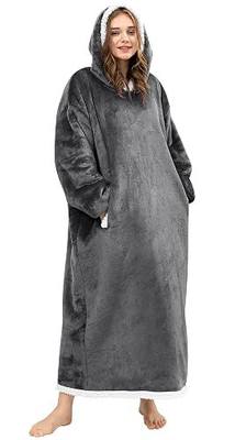 Angelhood Blanket Hoodie Wearable Blanket, Super Soft Warm Oversized Blanket Sweatshirt Flannel Sherpa Blanket