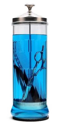 Glass Disinfectant Jar, 50 Oz Large Sterilizing Jar for Manicure & Pedicure Implements, Salon Barber Tools - 11.7"H x 3.8"W