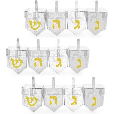 The Dreidel Company Hanukkah Fillable Transparent Clear Can Be Filled with Hanukkah Gelt Or Chocolate (12-Pack)
