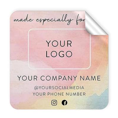 Custom Vinyl Stickers Your Image, Text, Design, Logo. Waterproof Personalized Business Labels Packaging, Bottles, Jars, Candles, & Handmade. Dishwasher Safe, UV Protected, Thank You, Watercolor, 2in