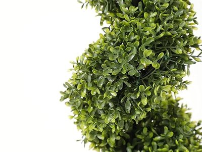 35 Inch Artificial Boxwood Topiary Tree Spiral Plants Fake Faux Plant Decor in Plastic Pot Green Indoor or Outdoor, Set of 2