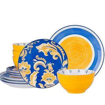 Wisenvoy Plates and Bowls Sets Ceramic Dinnerware Sets Plate Set Porcelain Dishes Set for 4 Dinner Plates