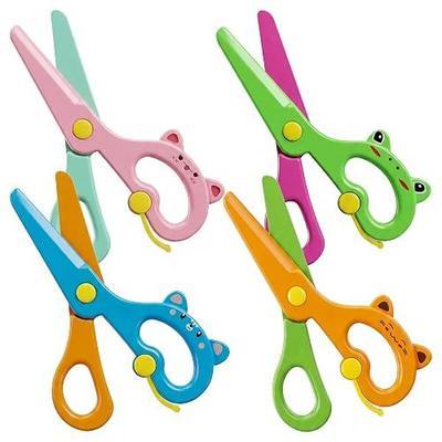 LovesTown Toddler Scissors, 4PCS Blunt Tip Adaptive Safety Scissor Stocking Stuffer for Kids & Children, Playdough Tools Cutting Skills Preschool Hand-Eye Coordination Activity, DIY Craft Supplies
