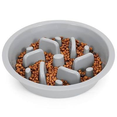 JASGOOD Dog Slow Feeder - Reduce Slip Puzzle Bowl for Raised Pet Feeders - Interactive Bloat Stop Elevated Diners Replacement Bowl (Gray, Fit Opening 7.5"-8")