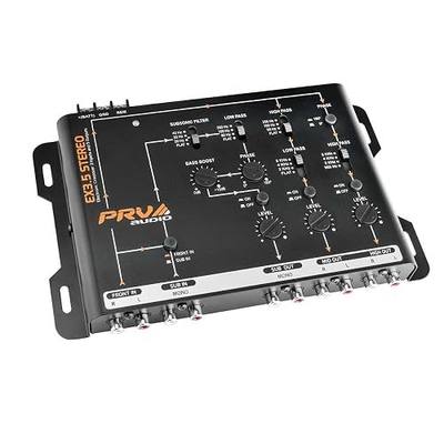PRV AUDIO Crossover Car Audio EX3.5 Stereo 3 Way or 2 Way Electronic Crossover 9 Volts, 4 in 6 Out RCA Channels Car Sound Processor