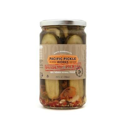 Pandemic Pickles - Spicy Caraway Pickle Halves with Habanero, Jalapeño, Garlic - Gourmet Hot Pickles for Sandwiches, Snacking - non-GMO, Kosher, Sugar-Free, Gluten-Free 24oz Jar (2-pack)