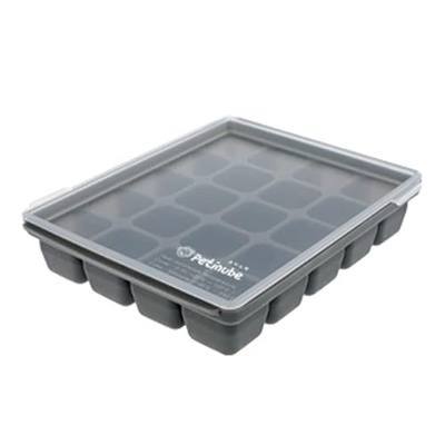 Silicone Cubes for Baby Food Storage, Food Freezer Tray with Clip-On Lid, Freeze Baby Food, Soups, Purees, Ice, Easy and Safe Design, Made in Korea (Gray, 20 cubes, set of 2)