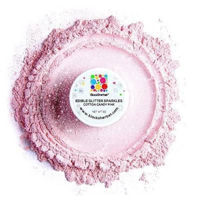 Blacksherbet Cotton Candy Pink Edible Glitter for Drinks 5 Grams | KOSHER Certified | Drink Glitter and Luster Dust for Cake, Cake Pops, Edible Glitter Cocktails Food, Cocktail glitter | Cotton candy pink edible glitter in a 5g size, suitable for decorating drinks, cakes, cake pops, and cocktails.