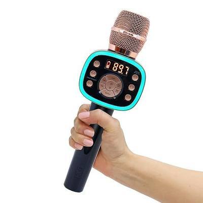 Carpool Karaoke Machine for Kids & Adults, Carpool Karaoke The Mic 2.0 - Wireless & Bluetooth Karaoke Microphone with Voice Changing Sound Effects as White Elephant Gift - Rose Gold