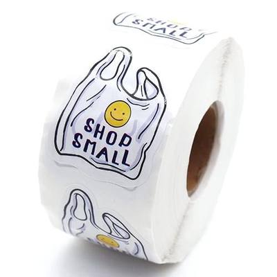 Littlefa Shopping Small Stickers for Small Business Packaging Package | Shop Small Stickers for Store Gift Bags Packaging, Handmade Sticker, Smile Environmental Bag Desgin,1.5” 500 Pcs
