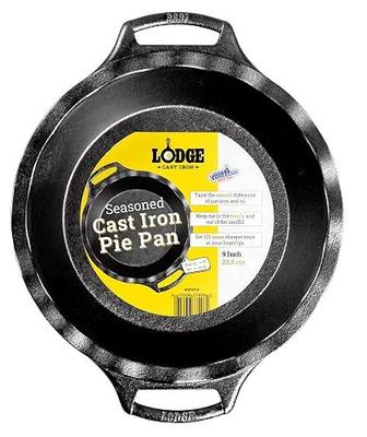 Lodge Seasoned Cast Iron Pie Pan - Heavy-Duty Pie Plate with Dual Handles - Pre-Seasoned Bakeware for Homemade Pies, Desserts & Baking Favorites - 9 Inches