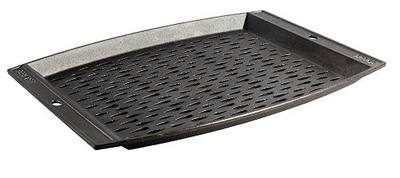 Lodge Pre-Seasoned Cast Iron Rectangle Grill Topper - Use on the Grill - Grilling Pan Designed to Protect Food from Falling Through the Grate - Cast Iron 15 Inch