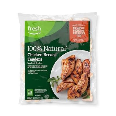 Amazon Fresh Brand, Boneless Skinless Chicken Breast Tenders, Ready to Cook, 100% Natural, 2.5 Lb (Frozen)