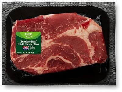 Amazon Fresh Brand, Beef Blade Chuck Steak, Boneless, USDA Choice, 1 lb