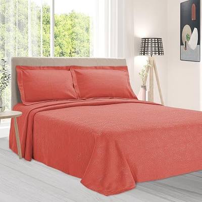 BNM Oversized Paisley Matelasse Cotton Bedspread, Jacquard Weave, Soft and Breathable, All-Season, Cozy and Lightweight, Perfect for Master or Guest Bedroom, Matching Pillow Shams, Coral, Twin