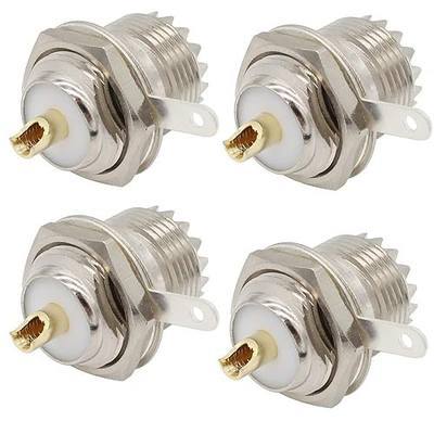 Exgoofit 4-Pack SO239 Bulkhead Connector UHF Female Nut Bulkhead Handle Deck Clip Solder Cup Panel Mount Straight Connector for CB Radios, Test Equipment