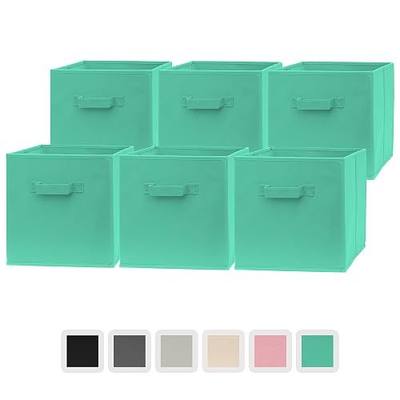 12x12x12 Inch Storage Cubes - 6 Pack - Fabric Cube Storage Bins | Dual Handles, Foldable | Home, Kids Room, Closet and Storage Basket Bin Organizers (Turquoise)