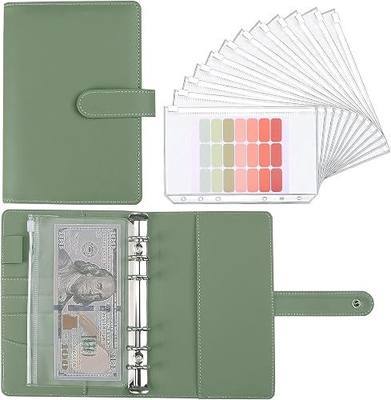 Money Saving Binder, Savings Challenges Book with for Cash Envelopes, 12pcs Zipper Envelopes A6 Budget Binder, Budget Planner for Managing Budgets and Saving Money -(Green-7.4IN)