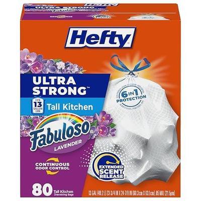 Hefty Ultra Strong 13 Gallon Trash Bags, Tall Kitchen Trash Bags 13 Gallon Size, Resist Leaks, Punctures, and Rips, Continuous Odor Control, White, Fabuloso Lavender Scent, 80 Bags