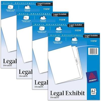 Avery Legal Exhibit Binder Dividers, Preprinted A-Z and Table of Contents Side Tabs, Unpunched Letter Size, 1 Set Collated, 4 Sets per Pack (11374)