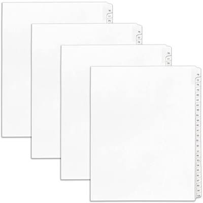 Avery Legal Exhibit Binder Dividers, Preprinted 76-100 Tab, Side Tabs, Unpunched Letter Size, 1 Set Collated, 4 Sets per Pack (01704)