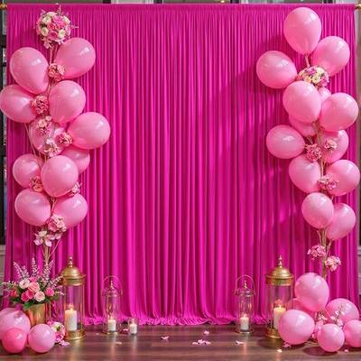 10ft x 10ft Hot Pink Backdrop Curtain for Parties Fuchsia Wrinkle Free Backdrop Drapes Panels for Baby Shower Birthday Photo Photography Polyester Fabric Background Decoration
