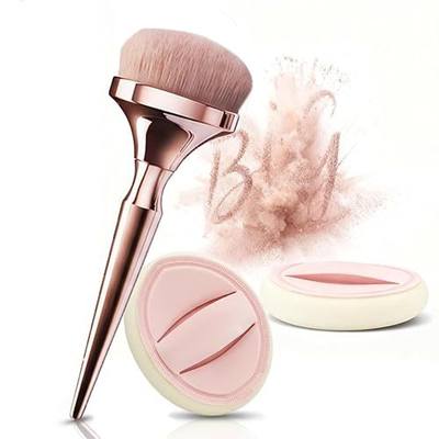 Professional Makeup Powder Brush Set, Large Fluffy Foundation and Blush Brushes with Powder Puff Sponge
