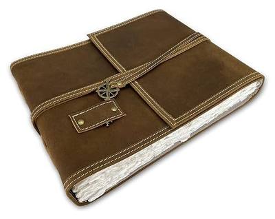 Wanderings Brown Leather Watercolor Journal - 8" x 10" - Genuine Leather Art Journal with Handmade Deckle Edge Paper - 350 GSM Cold Press Paper - Scrapbook, Watercolor Album, Sketchbook, Drawing Pad