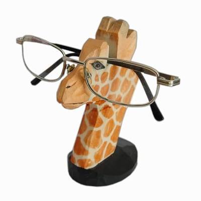 Red Dollar Handmade Wood Carved Animal Eyeglass Holder, Cute Sunglasses Display Stand, Nightstand Home Office Desk Decor, Christmas Holiday New Year Business Men Women Adults (Giraffe)