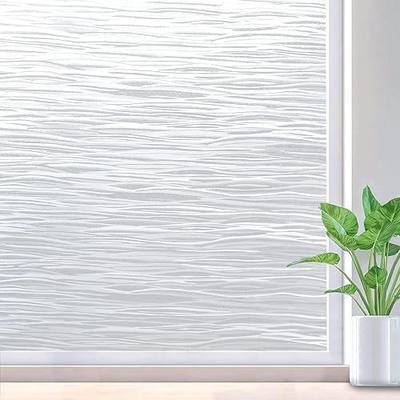 rabbitgoo Frosted Window Film, Static Cling, Wave Pattern, 17.5" x 78.7" | Decorative Glass Cover, Frosted Effect, Privacy Protection, UV Shield, No Glue, Easy to Apply, for Office, Home Decor