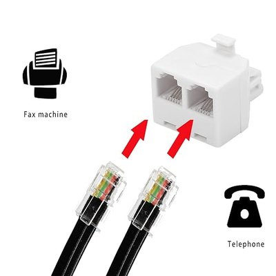 Vthahaby 3 Pack White 2 Way Duplex Jack Phone Wall Adapter - RJ11 Converter Splitter for Home Office ADSL DSL Fax Modem Cordless Phone System