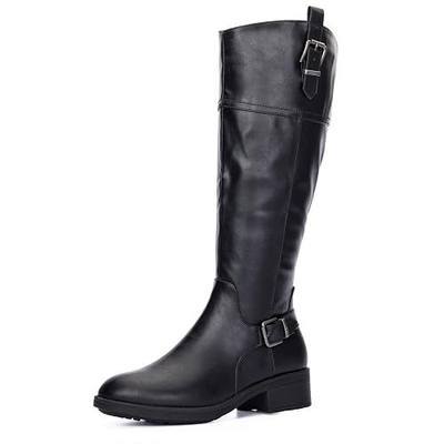 PENNYSUE Womens Knee-High Riding Boots Side Zipper Low Heel Fur-lined Boots