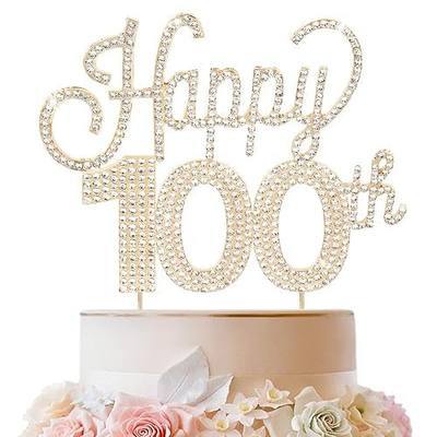 LINGTEER Happy 100th Birthday Gold Rhinestone Cake Topper - Cheers to 100th Birthday 100 Years Old Anniversary Party Cake Centerpieces Topper Decorations Gift Sign.