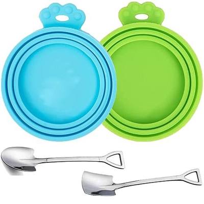 Pet Food Can Cover Silicone Can Lids for Dog and Cat Food, Pet Food Lids, Lids for Cans of Pet Food, Universal Size One fit 3 Standard Size Food Cans (Light Blue+Green)