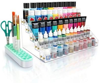 Tinctor Paint Organizer & Brush Holder - Perfect for Acrylic & Craft Storage, Rack for 2 oz Bottles (Ocean Green)