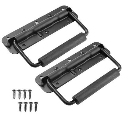 Bonsicoky Surface Mount Spring Loaded Speaker Case Handles, 5.47" x 1.61" | 2Pcs, 304 Stainless Steel, Chest Handles, Black