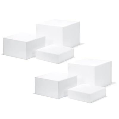 Red Co. Set of 3 Glossy White Acrylic Cube Display Nesting Risers with Hollow Bottoms - 2 Pack