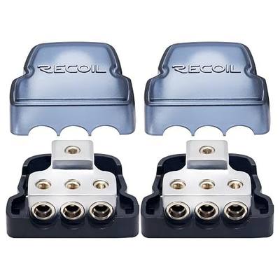 RECOIL DB13P 3 Way Power Distribution Block Ground Block Car Audio 2 Pack | Distributor 1 X 0/2/4 Gauge In / 3 X 4/8 Gauge Out Amplifier Splitter