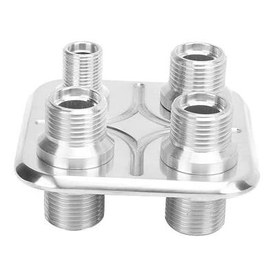 4-Port A/C Bulkhead Hose Fitting for Car Air Conditioning Universal Fit Performance Upgrade (Silver)