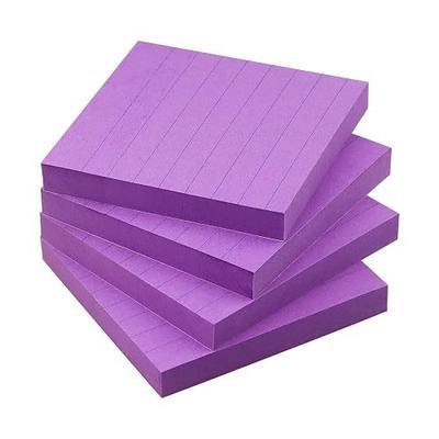 Lined Sticky Notes 3x3 in, Self-Adhesive, 4 Pads, 90 Sheets Each(Purple) | Strong Self-Adhesive Backing, Sticks Firmly and Removes Cleanly