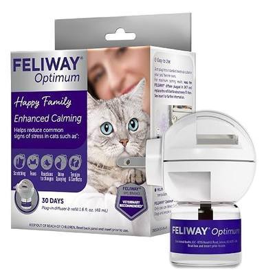 FELIWAY Optimum Cat Calming Pheromone Diffuser Kit | Advanced Support to Help Reduce Urine Spraying, Scratching, Fighting & Hiding Due to Stress. 30-Day Diffuser Supply