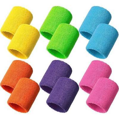 Bememo 12 Pcs Sweatbands Wristband Sweat Wrist Band Competitions Absorbent Sweatbands for Men Women Sports Running