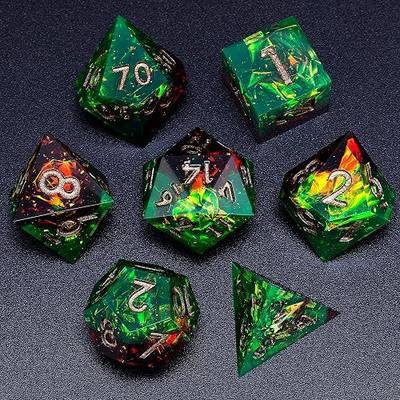 Mini Planet DND Sharp Edge Polyhedral Dungeons and Dragons 7PCS Handmade Dice Set
