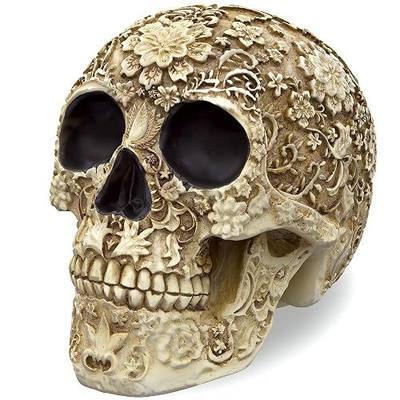 READAEER Life Size Skull Resin Floral Human Skull Model Adult Head Bone Model Day of The Dead Décor
