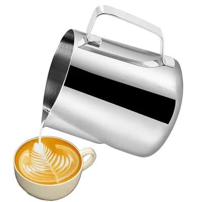 Milk Frothing Pitcher Stainless Steel Espresso Steaming Pitchers, Coffee Milk Frother Jug Cup for Espresso Machines Cappuccino Latte Art (Silver, 5 OZ / 150ML)