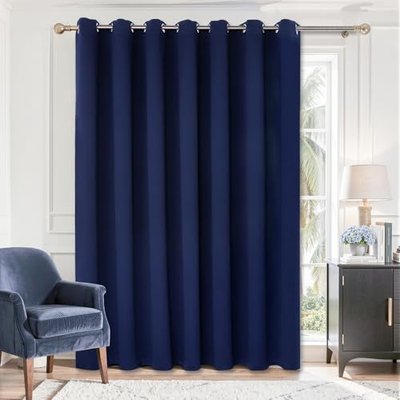 BGment Fashion Sliding Door Curtain 120 X 96 Inches, Wide Thermal Blackout Curtains Room Darkening Room Divider Window Curtain, 1 Panel, Dark Grey, 96 Length X Wide 120