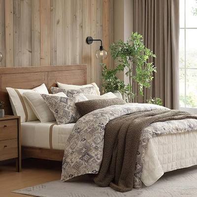HiEnd Accents Velazquez 2 Piece Twin Size Comforter Set, Soft Washed Linen Comforter with Vintage Kilim Aztec Pattern, Taupe Tan Gray Western Bedding for Modern Rustic and Southwestern Bedrooms